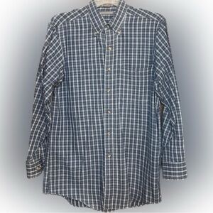 💥Blue White Plaid Van Heusen Mens Dress Shirt Button Up Cotton 15 1/2 32/33